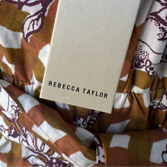 REBECCA TAYLOR GINGHAM DAISY PRINT WRAP DRESS SIZE 2 NWT - Picture 7 of 12